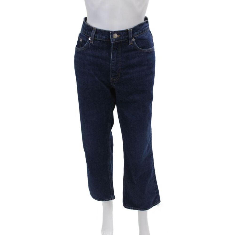 Arket Women's Midrise Five Pocket Dark Wash Straight Leg Denim Pants Size 28